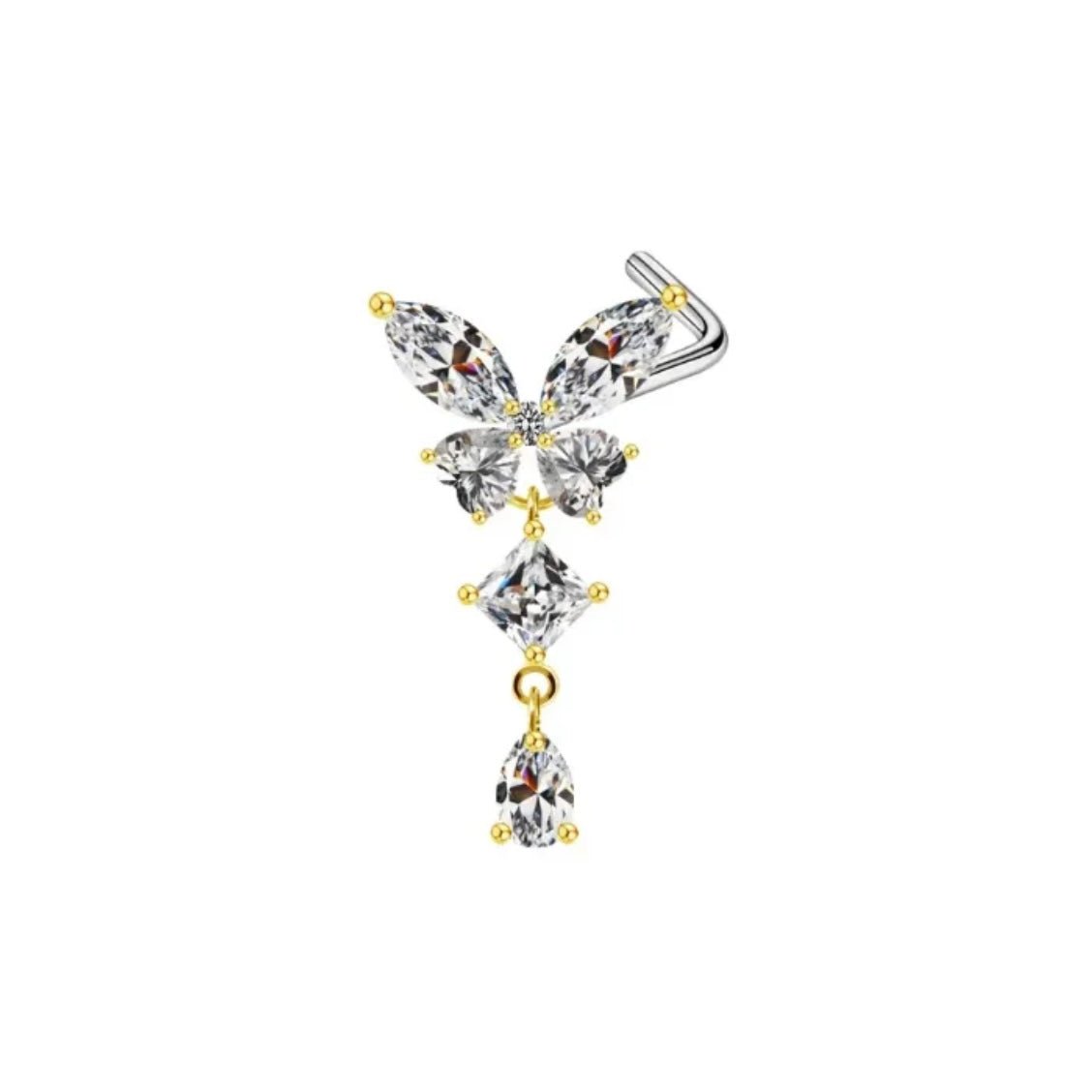 Gold Dangling Butterfly Nose Stud - ILLUSIVE JEWELS