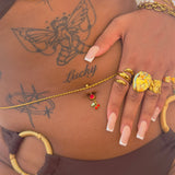 Gold Dangling Cherry Belly Bar - ILLUSIVE JEWELS