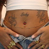 Gold Dangling Cherry Belly Bar - ILLUSIVE JEWELS
