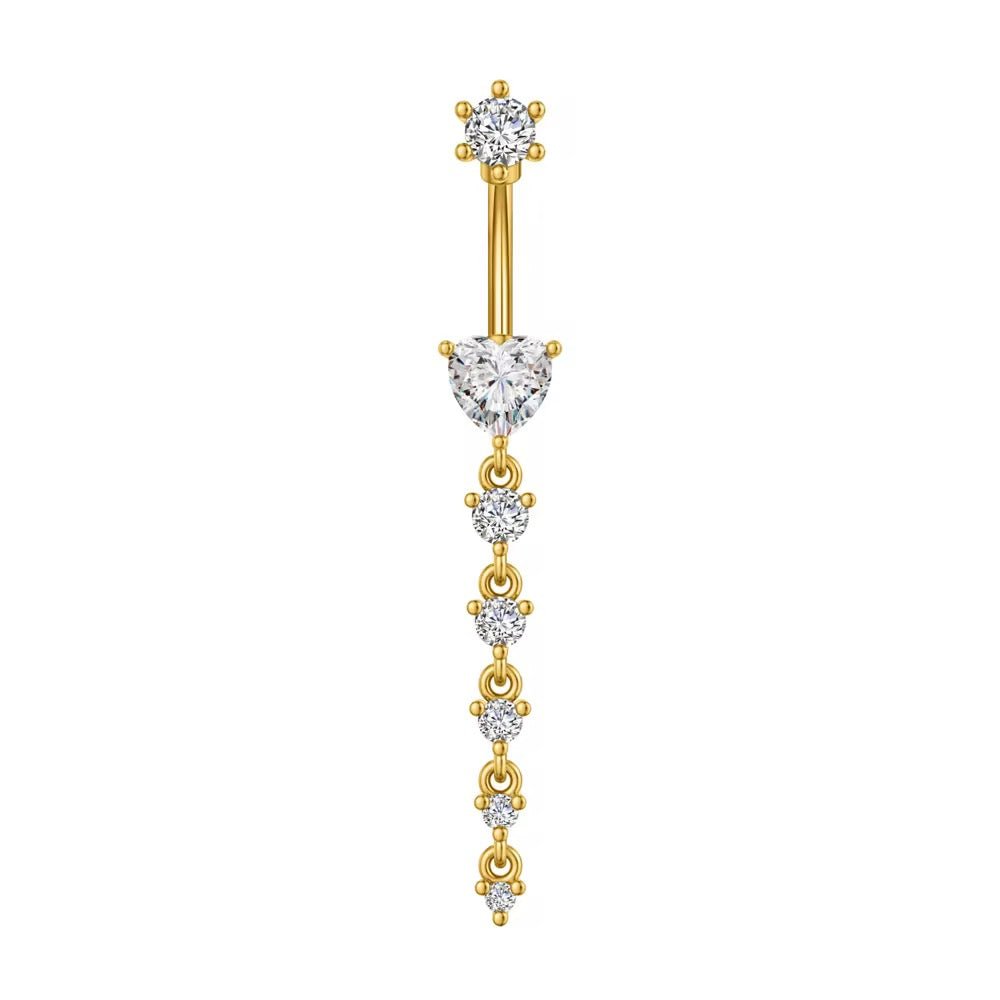 Gold Dangling Gemstone Belly Bar - ILLUSIVE JEWELS