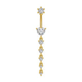Gold Dangling Gemstone Belly Bar - ILLUSIVE JEWELS