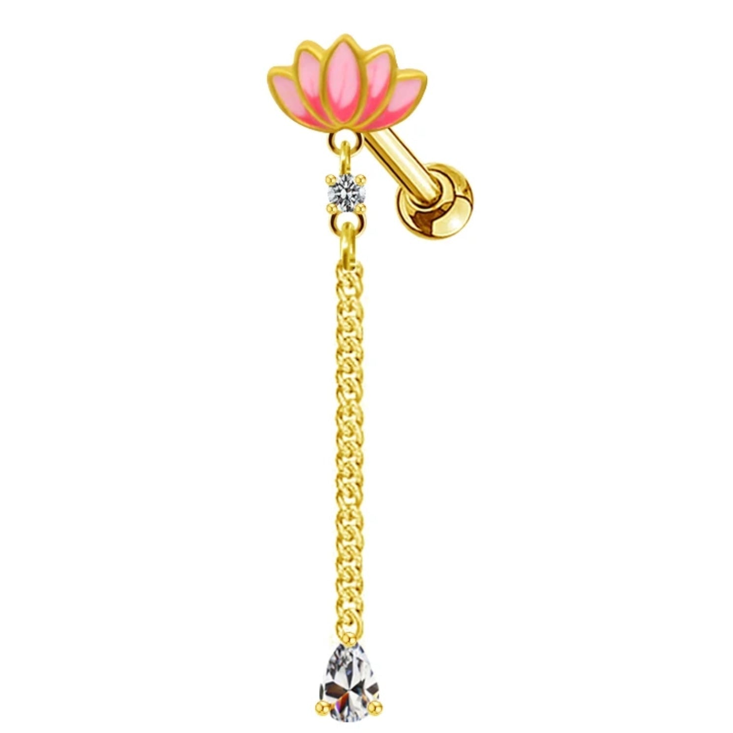 Gold Dangling Lotus Helix Piercing - ILLUSIVE JEWELS