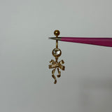 Gold Dangling Ribbon Belly Bar - ILLUSIVE JEWELS