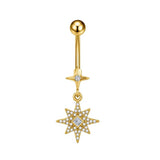 Gold Dangling Starlight Belly Bar - ILLUSIVE JEWELS
