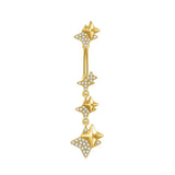 Gold Dangling Twinkle Belly Bar - ILLUSIVE JEWELS