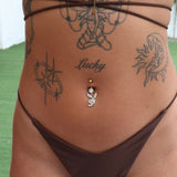 Gold Diamanté Bunny Belly Bar - ILLUSIVE JEWELS