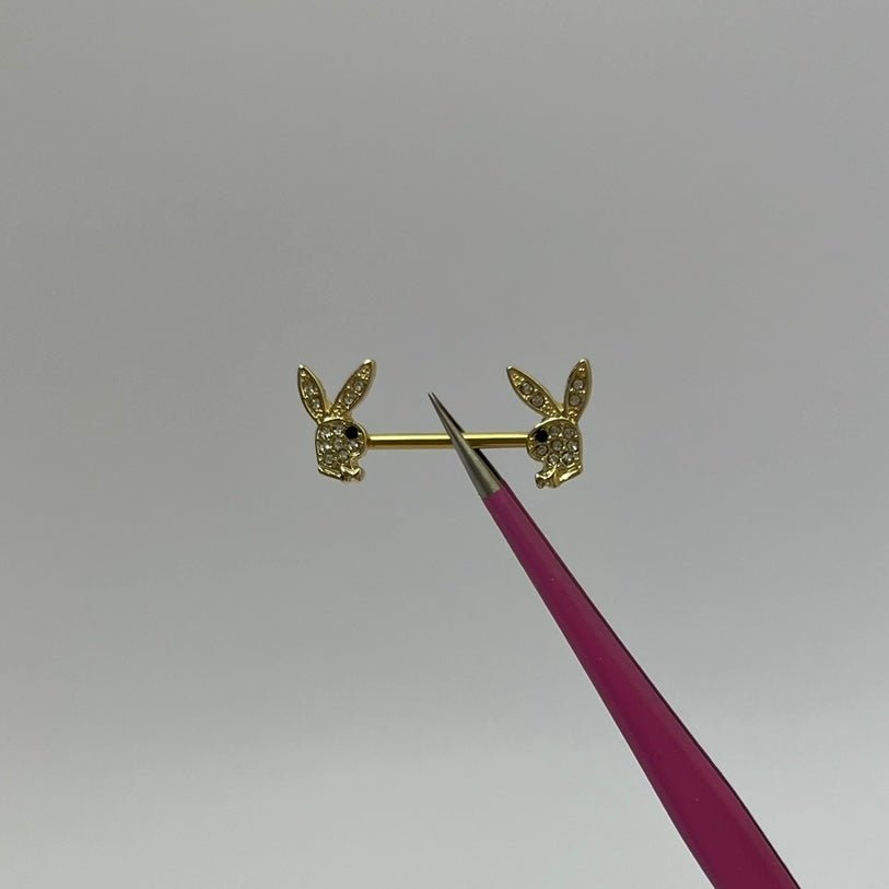 Gold Diamanté Bunny Nipple Bars - ILLUSIVE JEWELS