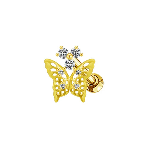 Gold Diamanté Butterfly Helix Piercing - ILLUSIVE JEWELS
