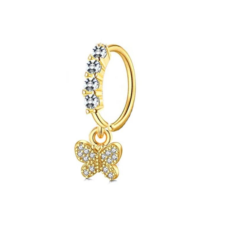 Gold Diamante Butterfly Nose Ring - ILLUSIVE JEWELS
