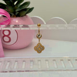 Gold Diamante Clover Belly Bar - ILLUSIVE JEWELS