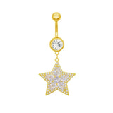 Gold Diamante Star Belly Bar - ILLUSIVE JEWELS