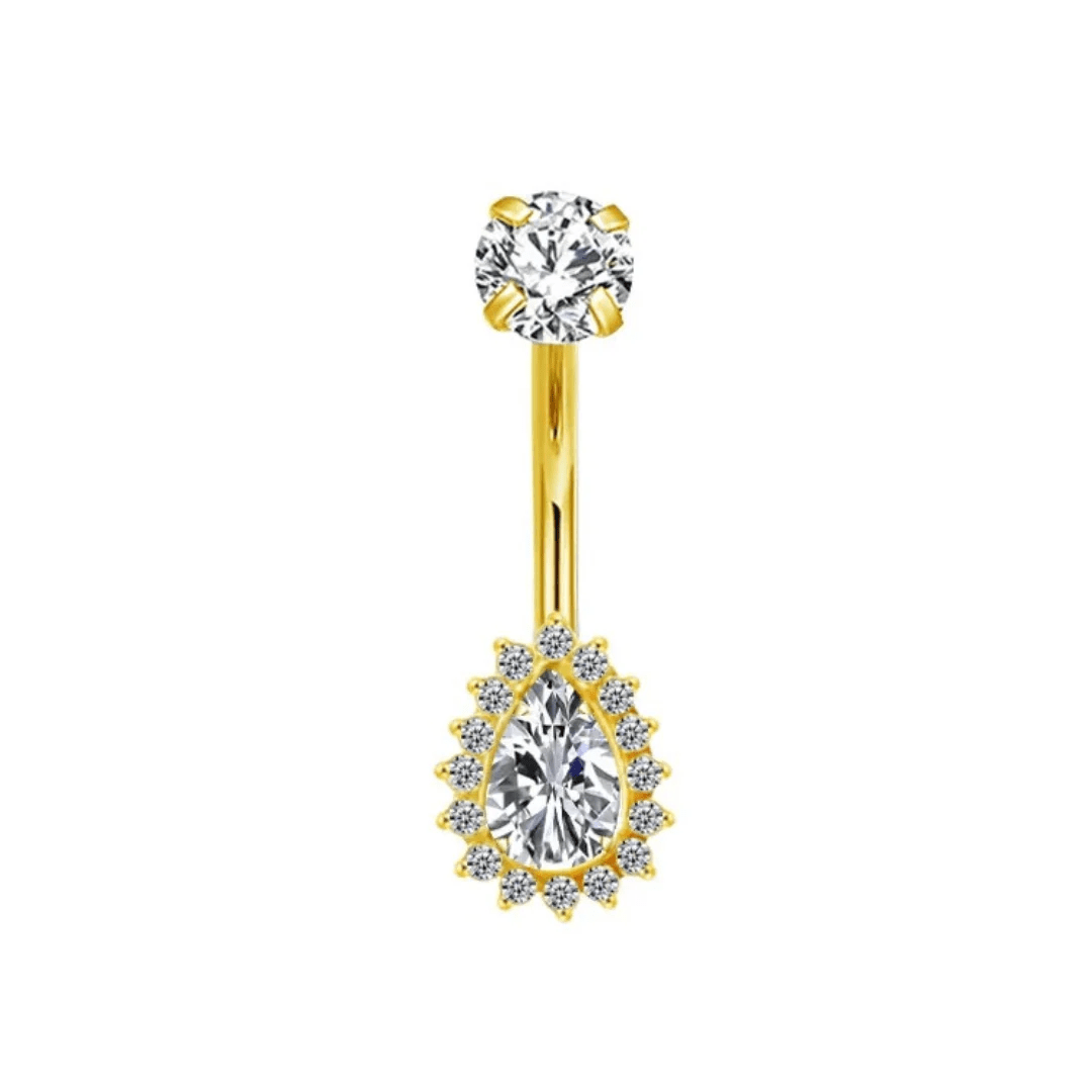 Gold Diamante Titanium Belly Bar - ILLUSIVE JEWELS