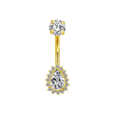 Gold Diamante Titanium Belly Bar - ILLUSIVE JEWELS