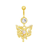 Gold Drip Butterfly Belly Bar - ILLUSIVE JEWELS