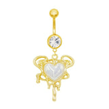 Gold Dripping Pearl Belly Bar - ILLUSIVE JEWELS