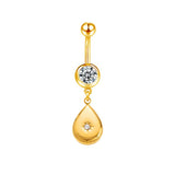 Gold Droplet Pendant Belly Bar - ILLUSIVE JEWELS