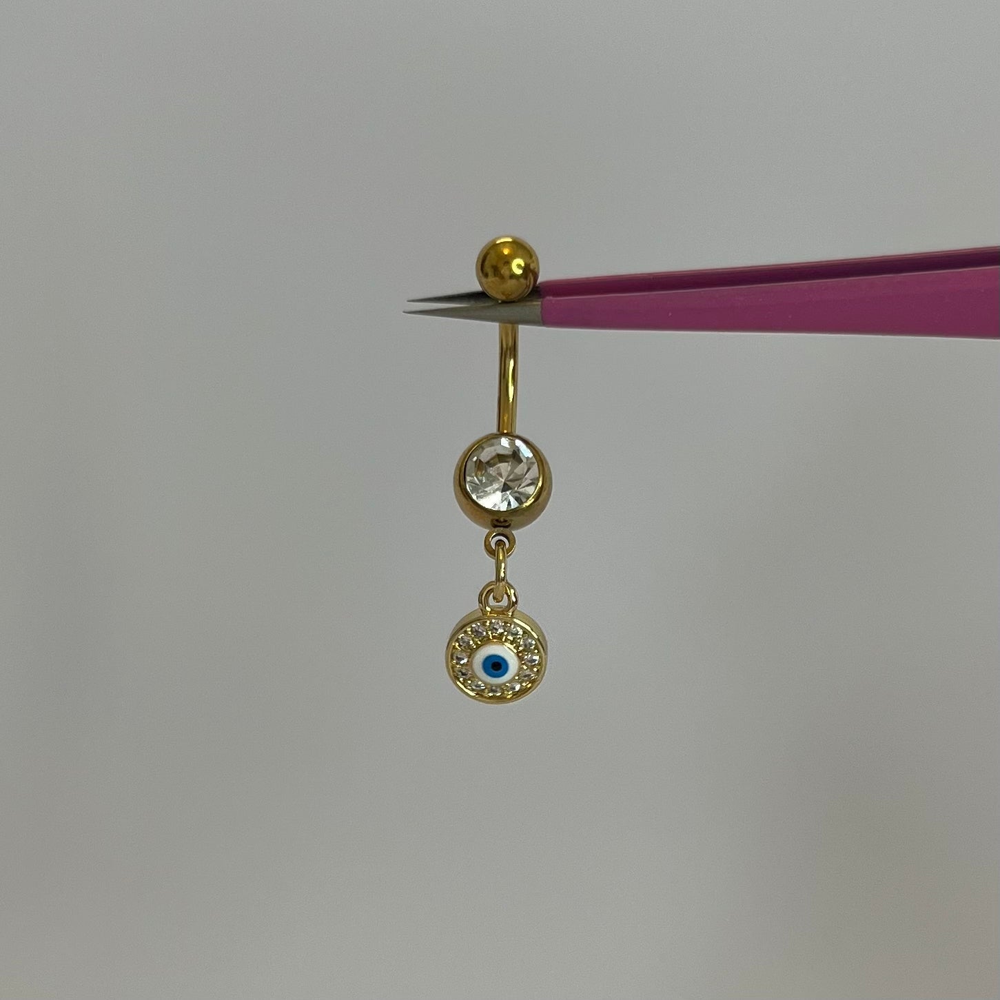 Gold Evil Eye Circle Belly Bar - ILLUSIVE JEWELS