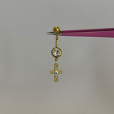 Gold Evil Eye Cross Belly Bar - ILLUSIVE JEWELS