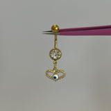 Gold Evil Eye Heart Belly Bar - ILLUSIVE JEWELS