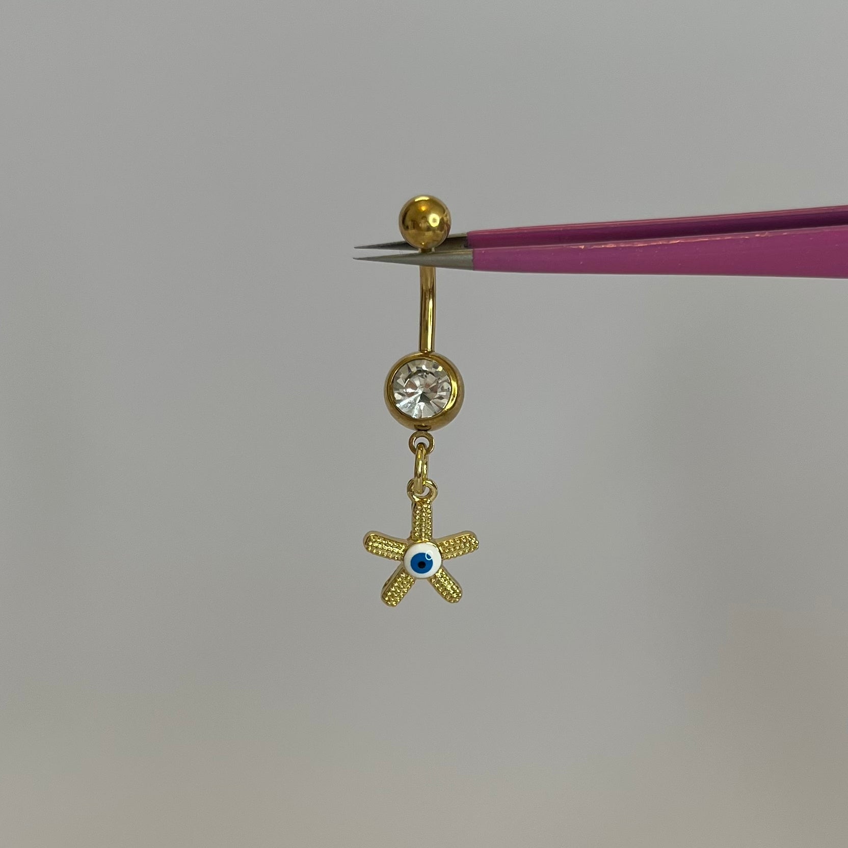 Gold Evil Eye Starfish Belly Bar - ILLUSIVE JEWELS
