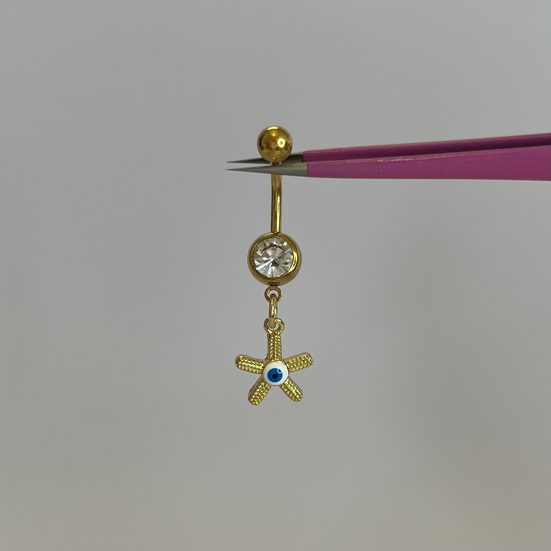 Gold Evil Eye Starfish Belly Bar - ILLUSIVE JEWELS