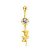 Gold Flower Belly Bar - ILLUSIVE JEWELS
