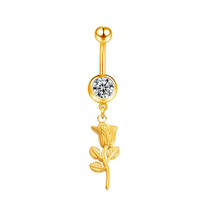 Gold Flower Belly Bar - ILLUSIVE JEWELS