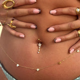 Gold Flower Dangling Titanium Belly Bar - ILLUSIVE JEWELS