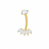 Gold Flower Titanium Belly Bar - ILLUSIVE JEWELS