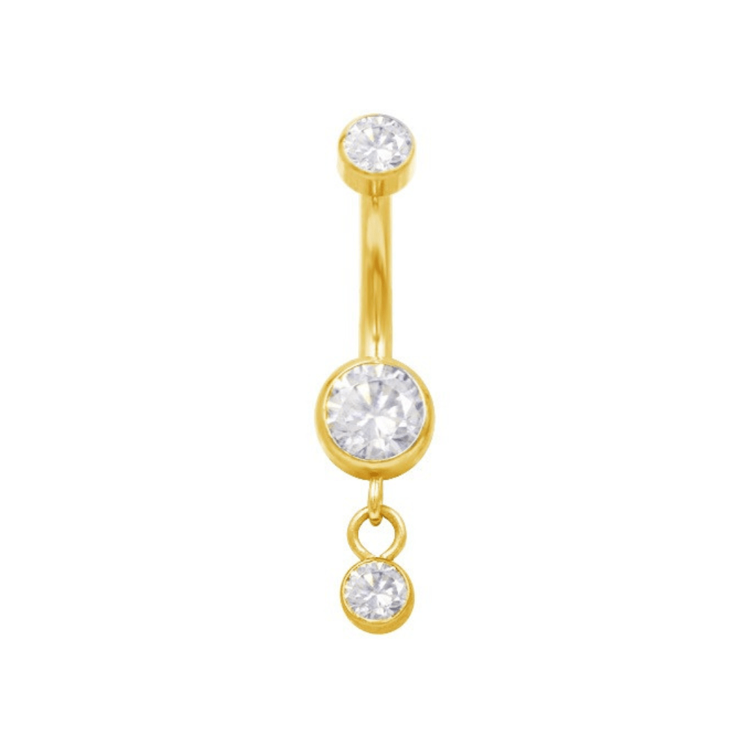 Gold Gemstone Titanium Belly Bar - ILLUSIVE JEWELS