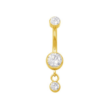 Gold Gemstone Titanium Belly Bar - ILLUSIVE JEWELS