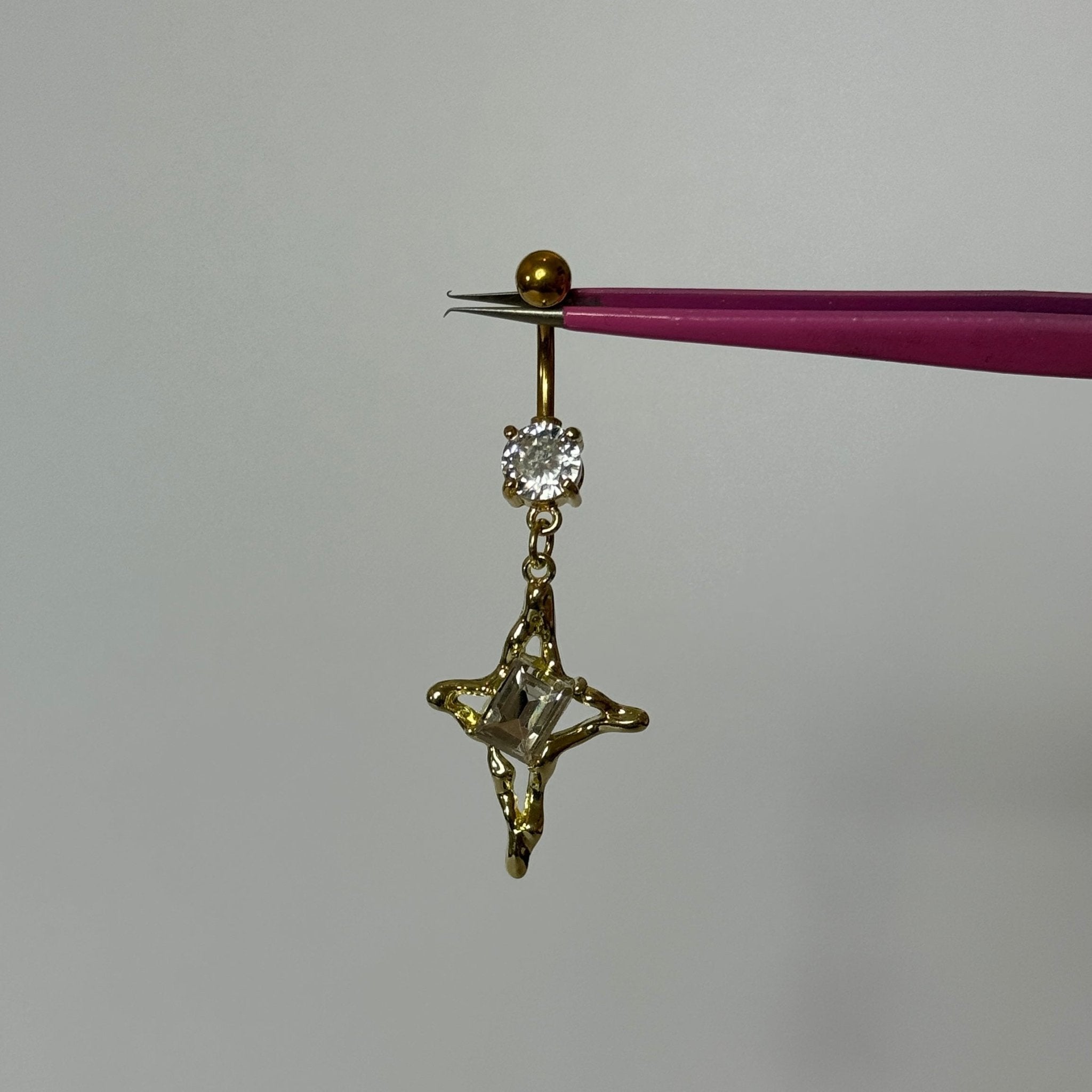 Gold Geometric Belly Bar - ILLUSIVE JEWELS