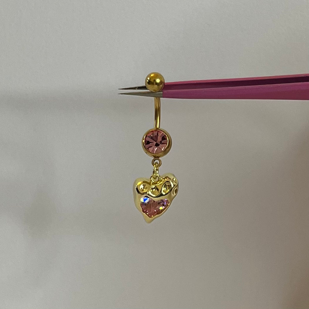 Gold Geometric Heart Belly Bar - ILLUSIVE JEWELS