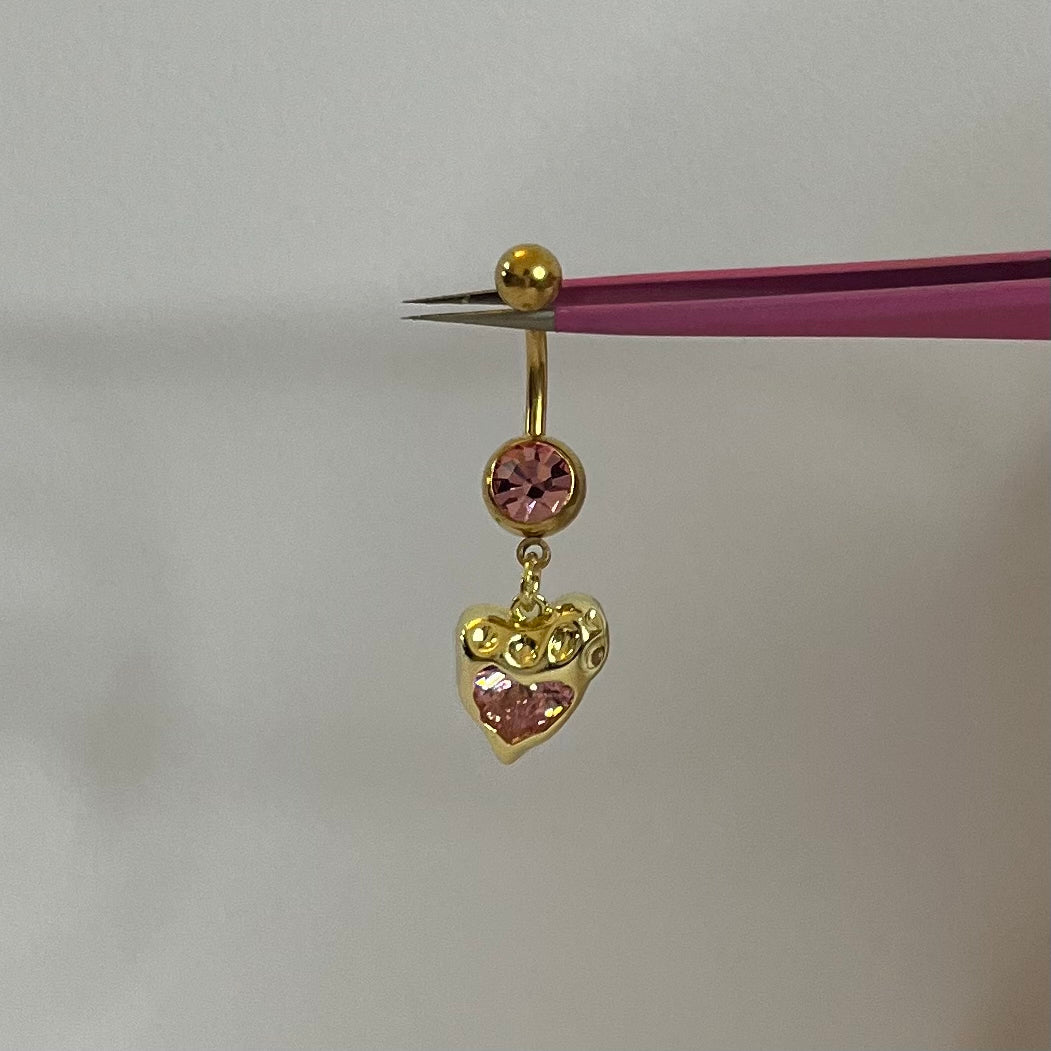 Gold Geometric Heart Belly Bar - ILLUSIVE JEWELS