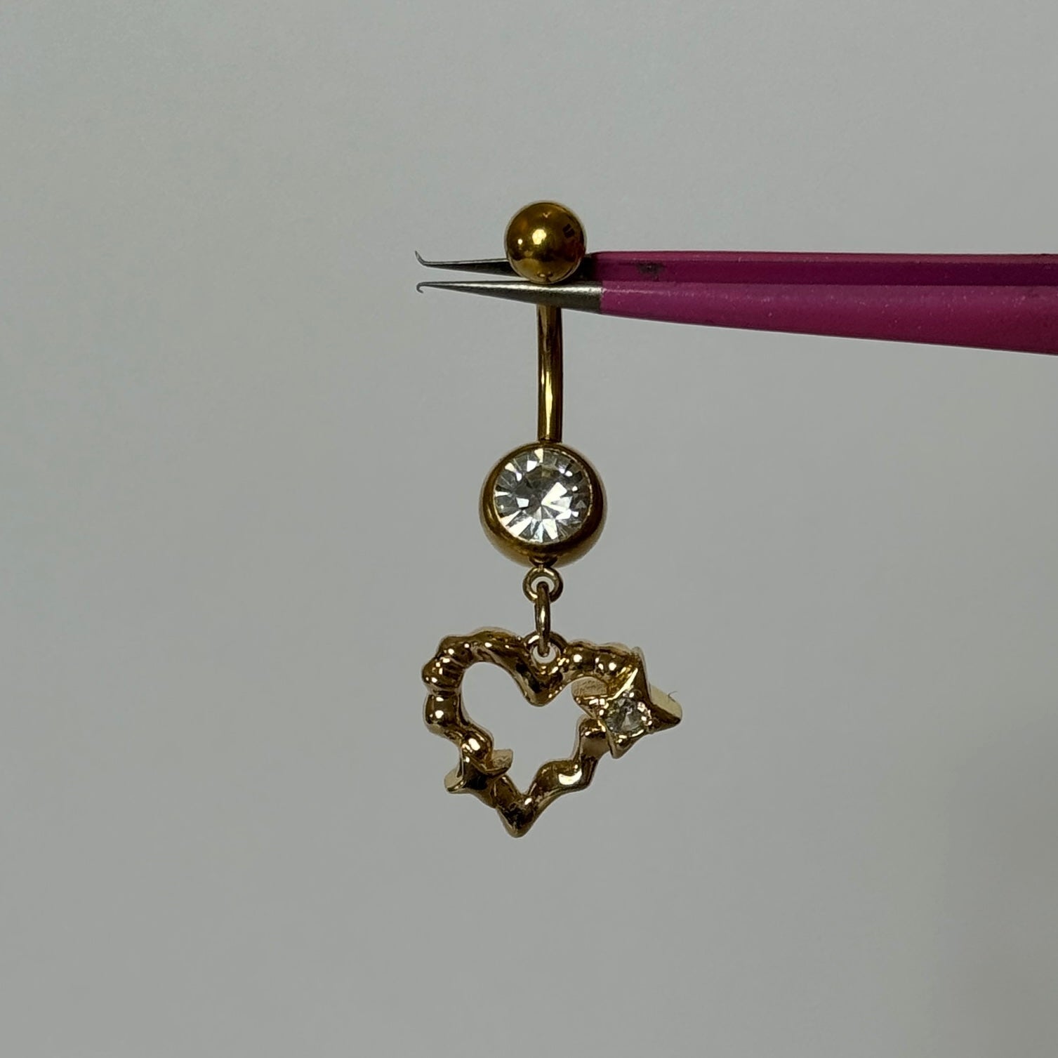 Gold Geometric Love Belly Bar - ILLUSIVE JEWELS