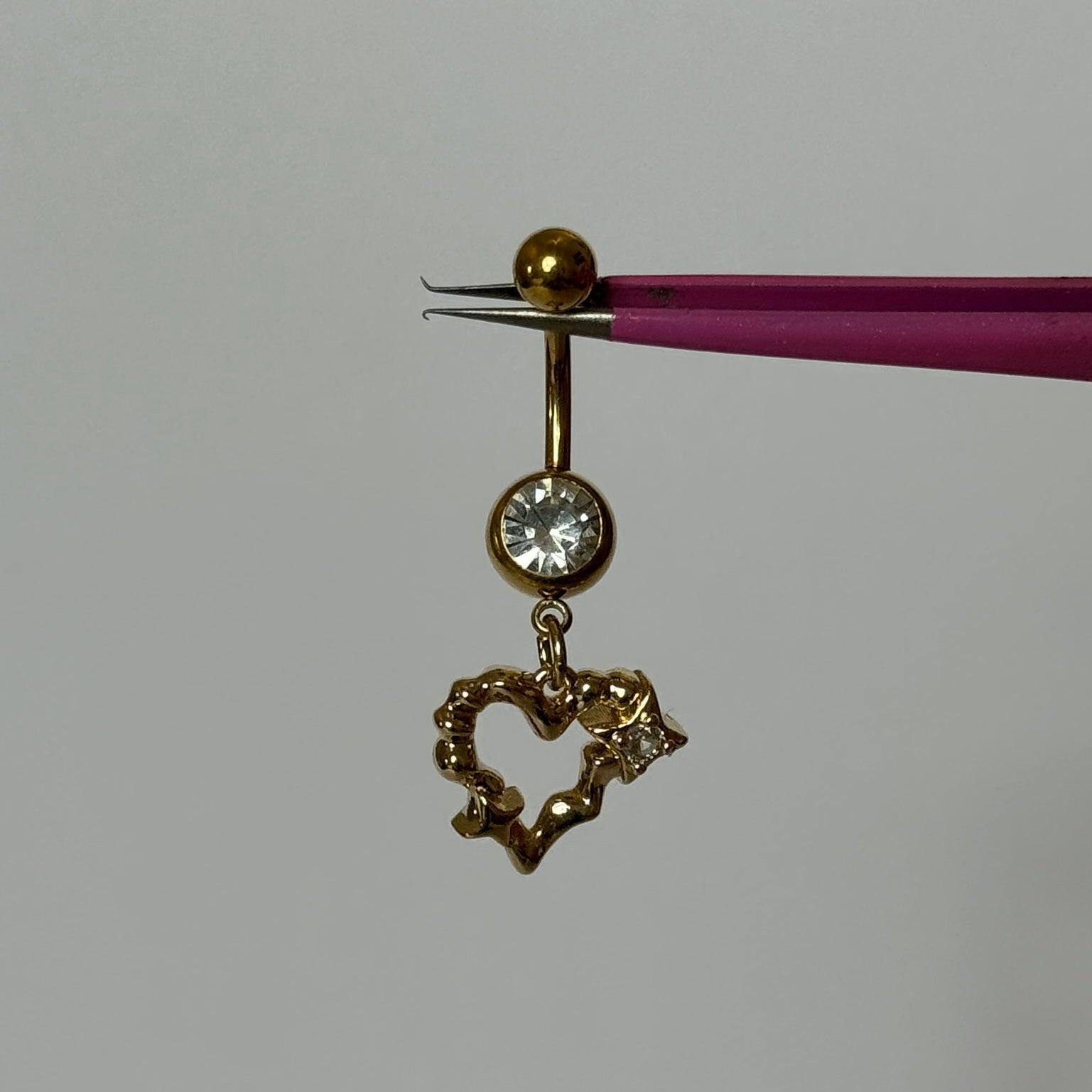 Gold Geometric Love Belly Bar - ILLUSIVE JEWELS