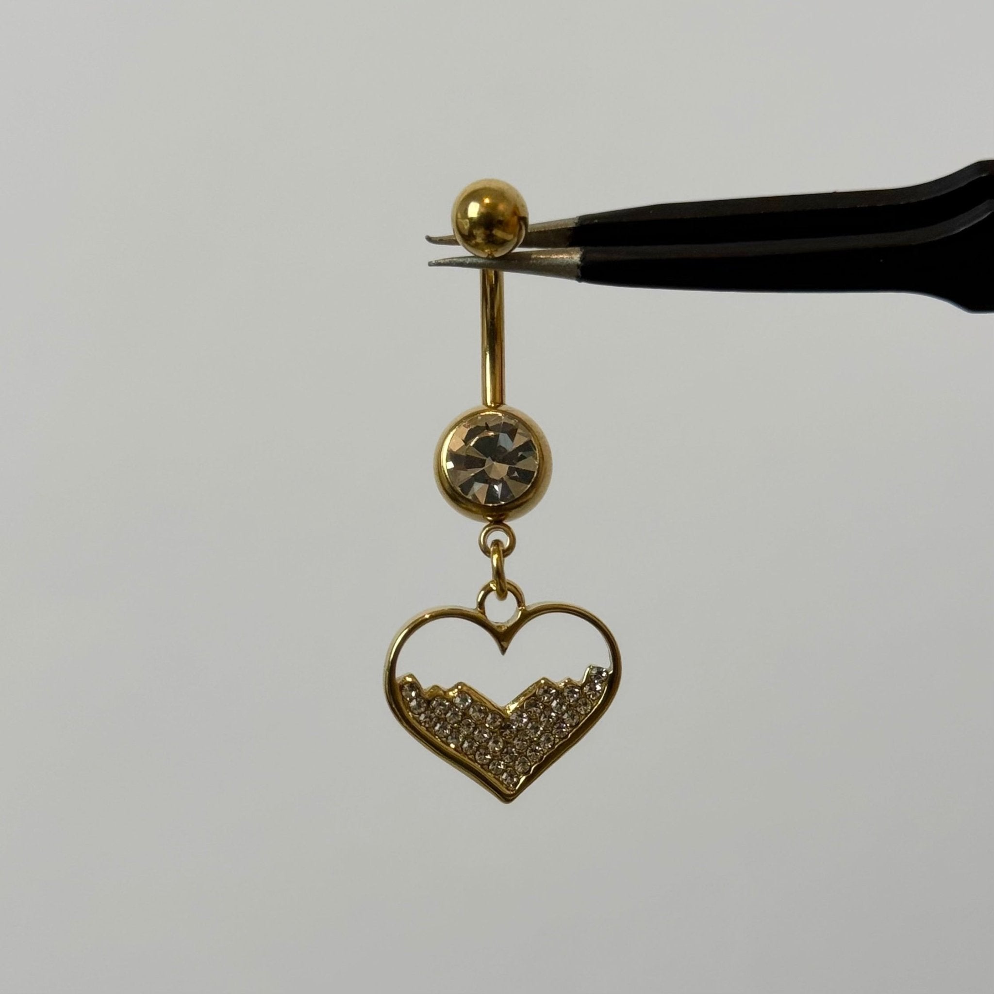 Gold Half Filled Heart Belly Bar - ILLUSIVE JEWELS