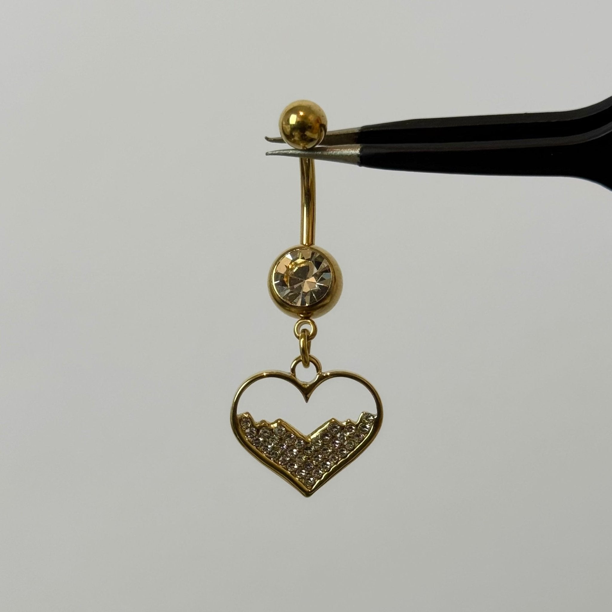 Gold Half Filled Heart Belly Bar - ILLUSIVE JEWELS