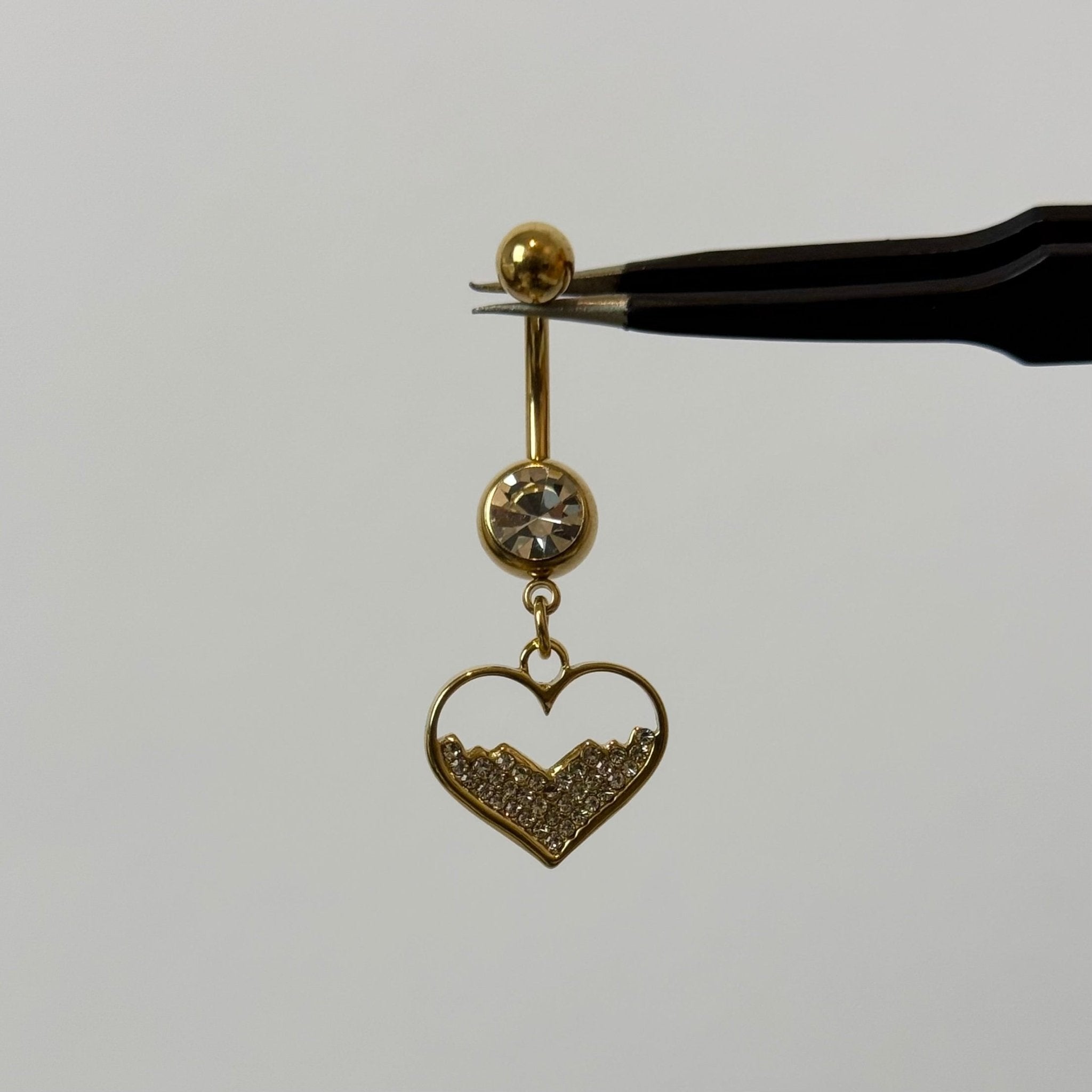 Gold Half Filled Heart Belly Bar - ILLUSIVE JEWELS