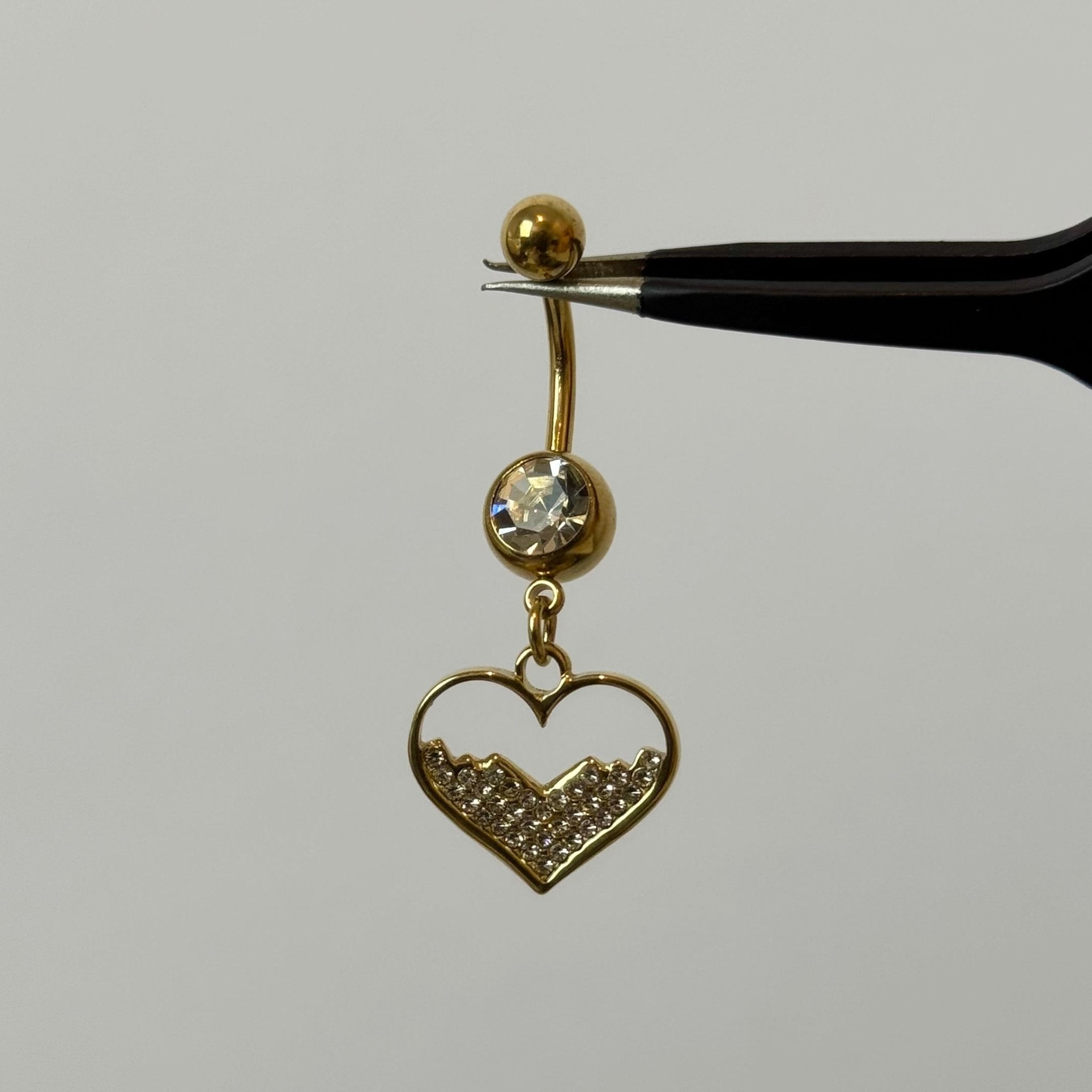 Gold Half Filled Heart Belly Bar - ILLUSIVE JEWELS