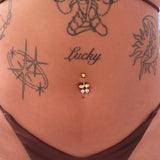 Gold Heart Cherry Belly Bar - ILLUSIVE JEWELS