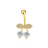 Gold Heart Cherry Belly Bar - ILLUSIVE JEWELS