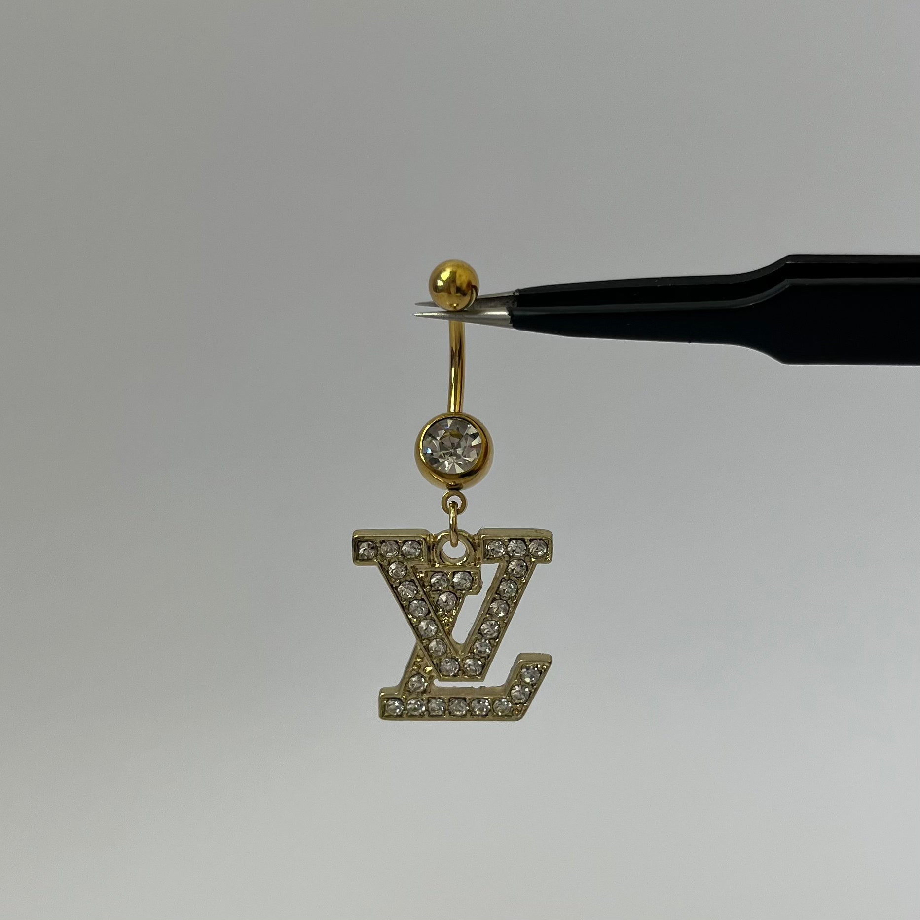 Gold L Belly Bar - ILLUSIVE JEWELS
