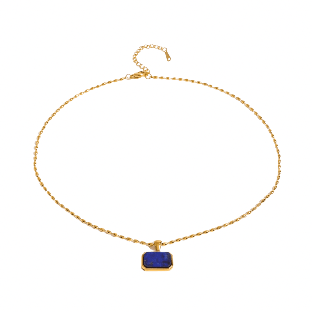 Gold Lapis Lazuli Pendant Necklace - ILLUSIVE JEWELS