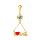 Gold 'Love' Belly Bar - ILLUSIVE JEWELS