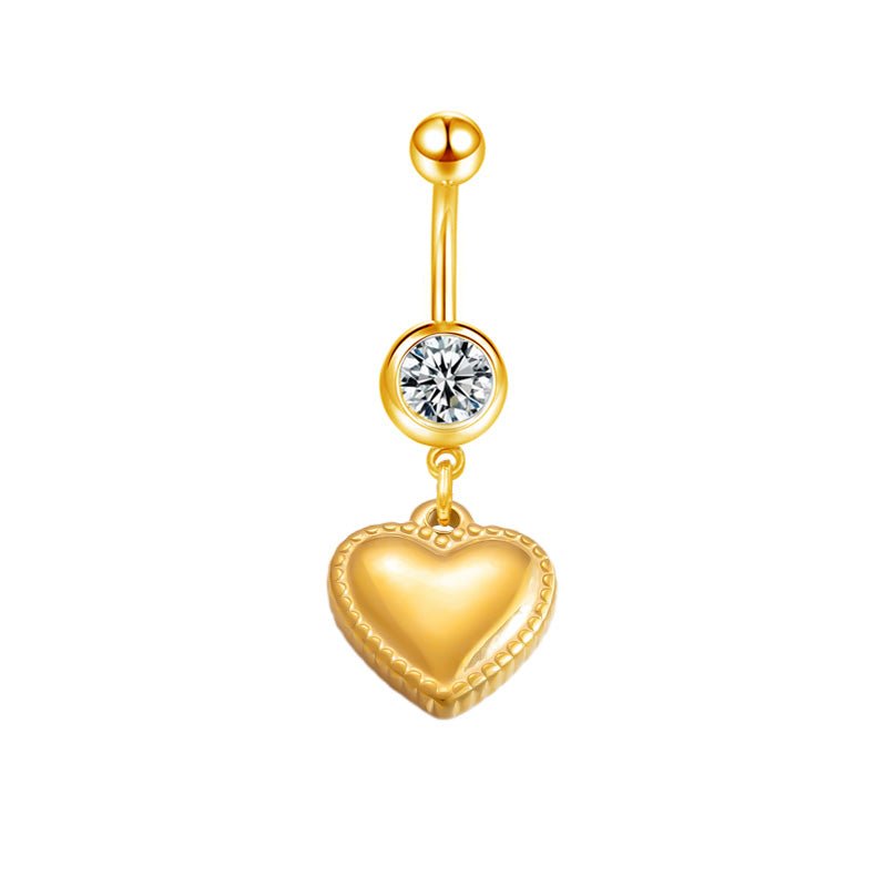 Gold Love Heart Belly Bar - ILLUSIVE JEWELS