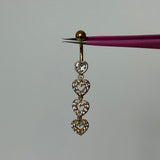 Gold Love Heart Belly Bar - ILLUSIVE JEWELS
