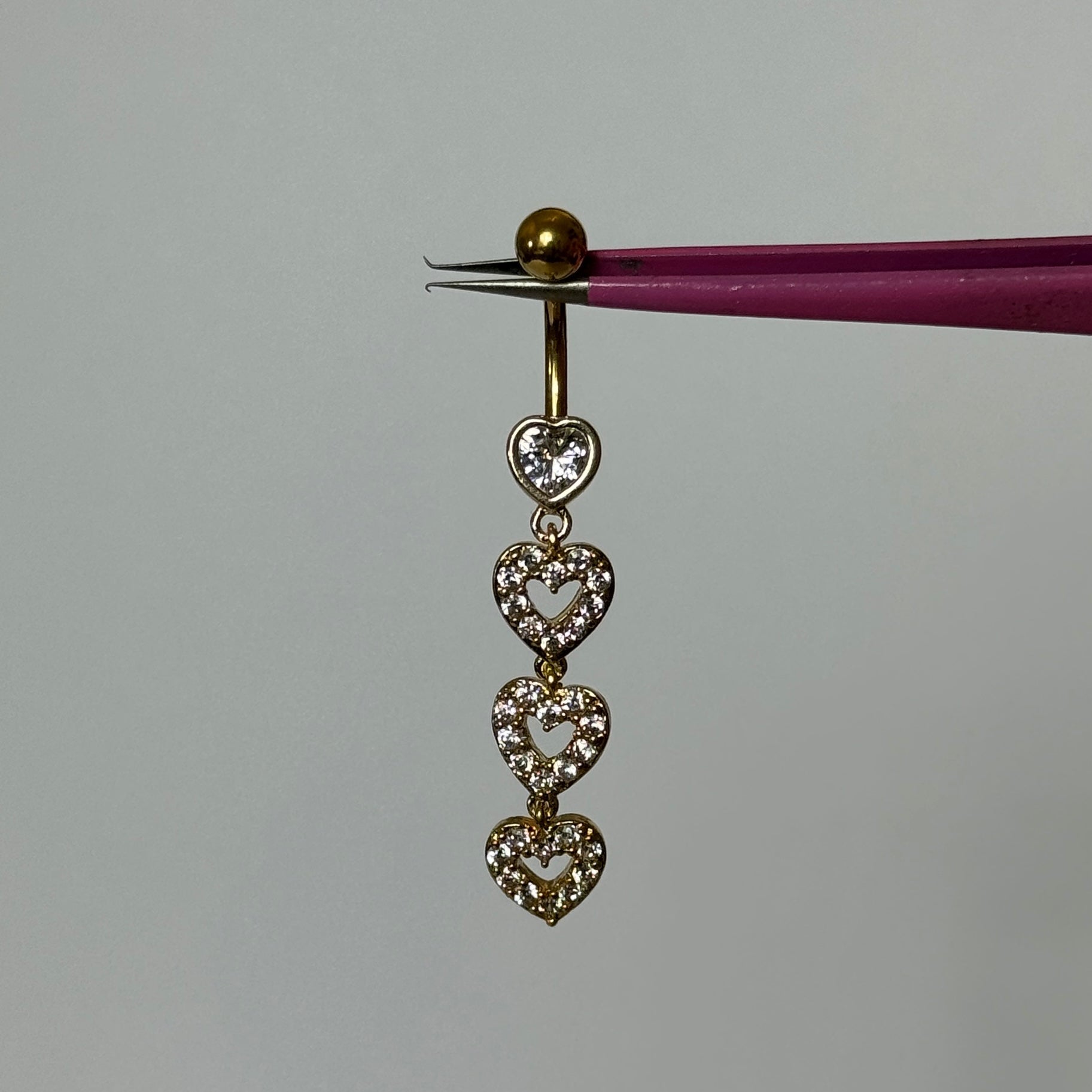 Gold Love Heart Belly Bar - ILLUSIVE JEWELS