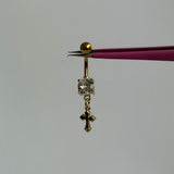 Gold Mini Cross Belly Bar - ILLUSIVE JEWELS