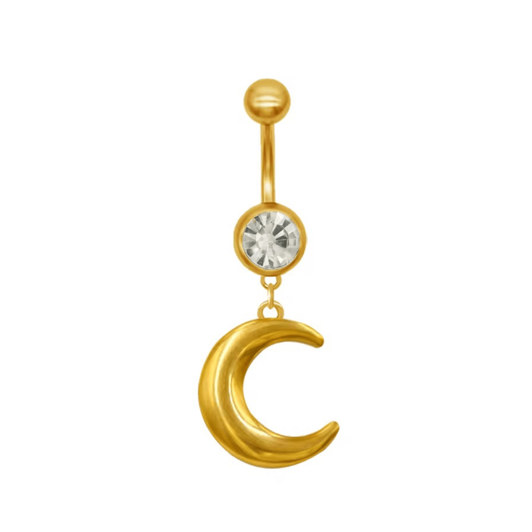 Gold Moon Belly Bar - ILLUSIVE JEWELS